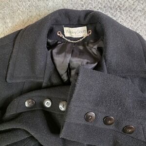 Vintage Ashley Scott Long Black Wool Coat Made USA Women's Classic Overcoat
